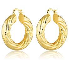 Moda personalizada hipoalergênica18k Brincos banhados a ouro Jóias de aço inoxidável Brincos de argola de argola de ouro Twisted